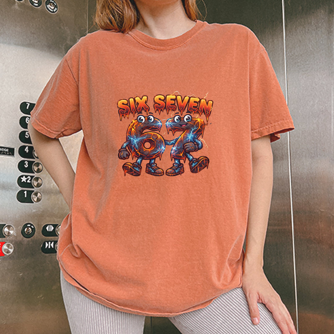 67 Lava Lightning Six Seven Meme Vintage Soft Unisex T-shirt 