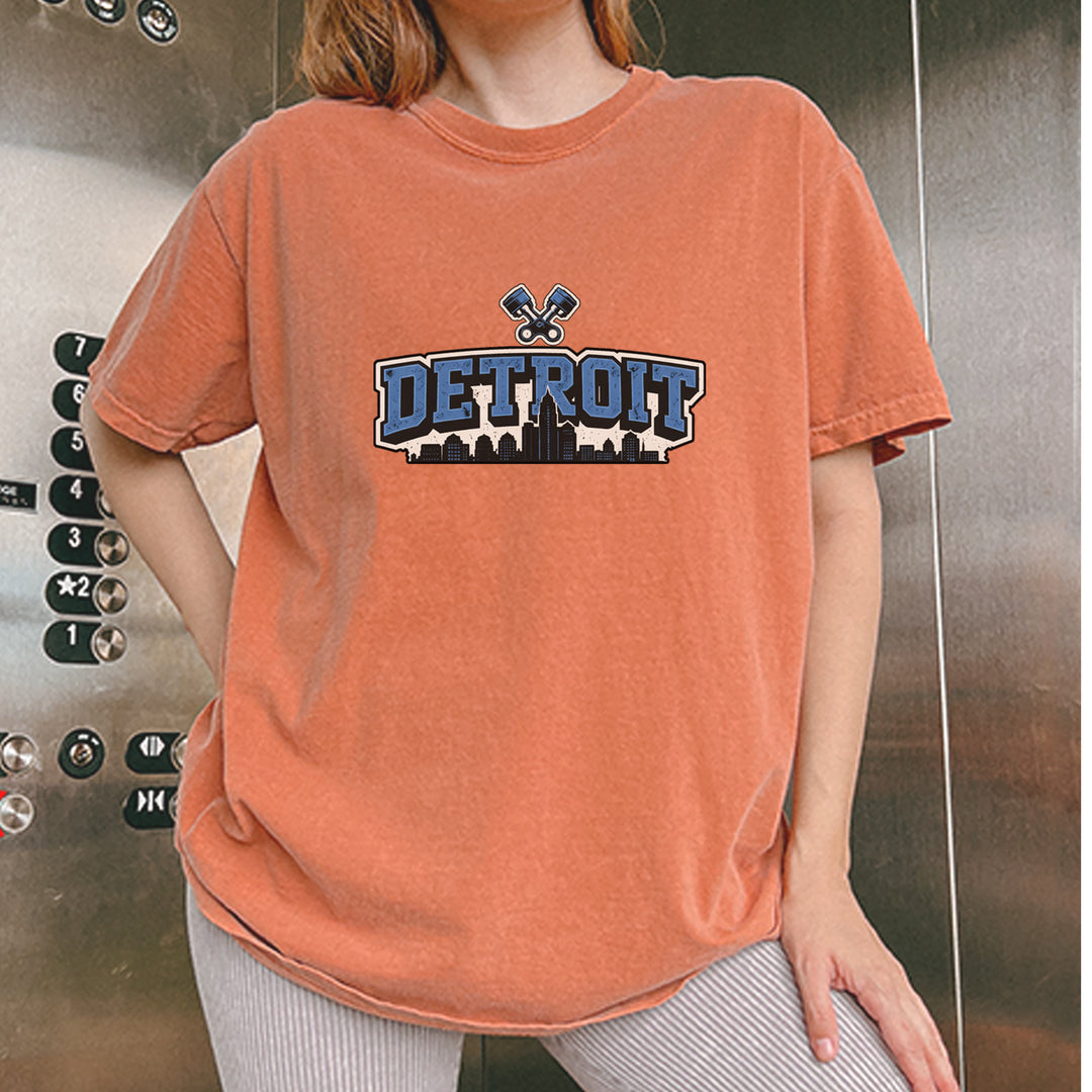 Detroit Motor City Retro Piston Vintage Soft Unisex T-shirt 