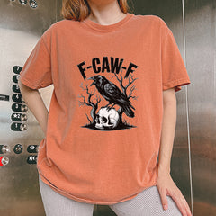 F-Caw-F Crow On Skull F-ck Off Gothic Vintage Soft Unisex T-shirt 