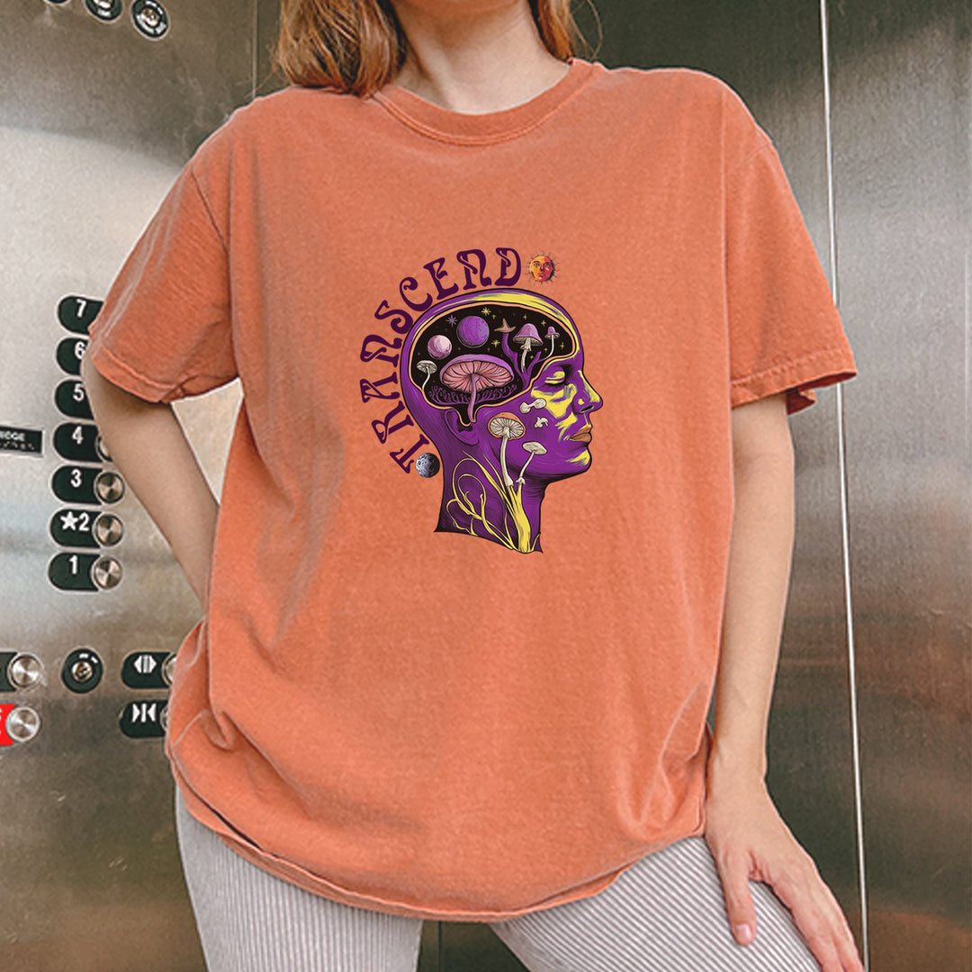 Psychedelic Cosmic Mushroom Head Vintage Soft Unisex T-shirt 