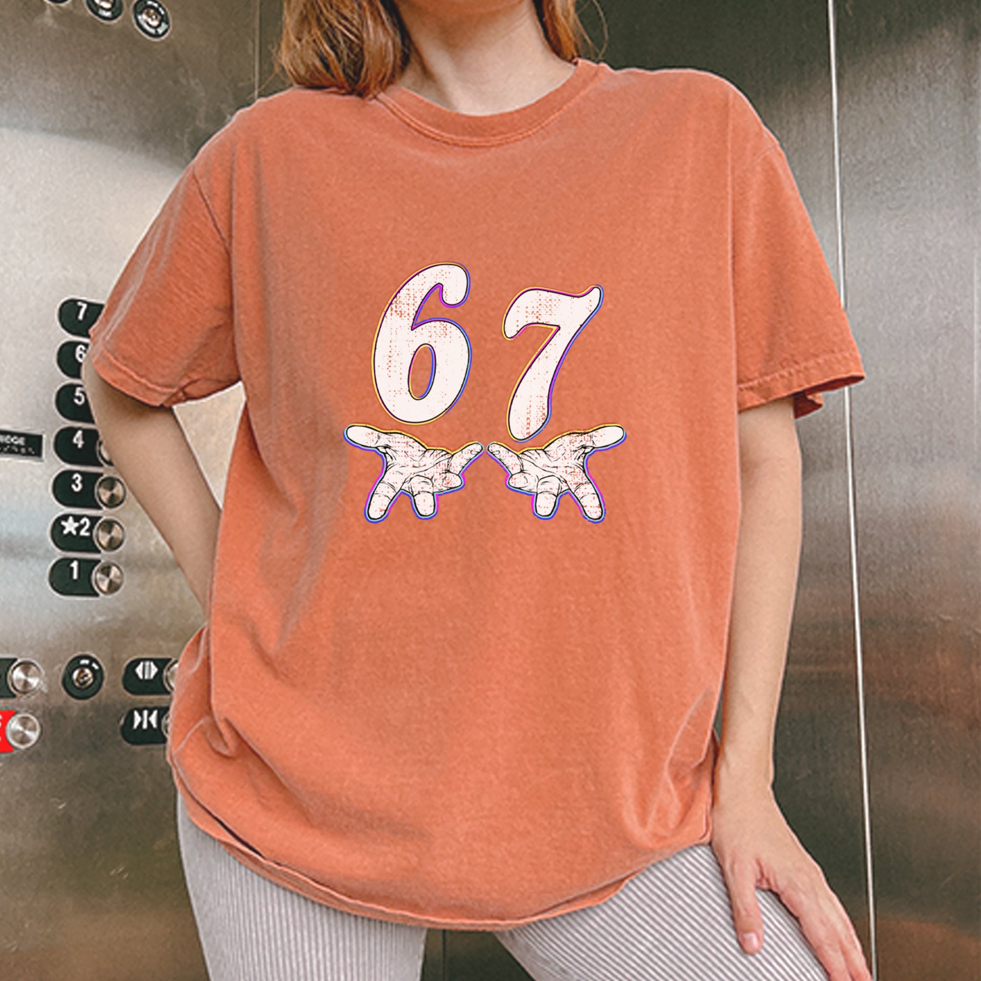 67 Hands Meme Viral Drill Vintage Soft Unisex T-shirt 