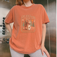 Quest Squad Broccoli Cat Fantasy Reader  Vintage Soft Unisex T-shirt 