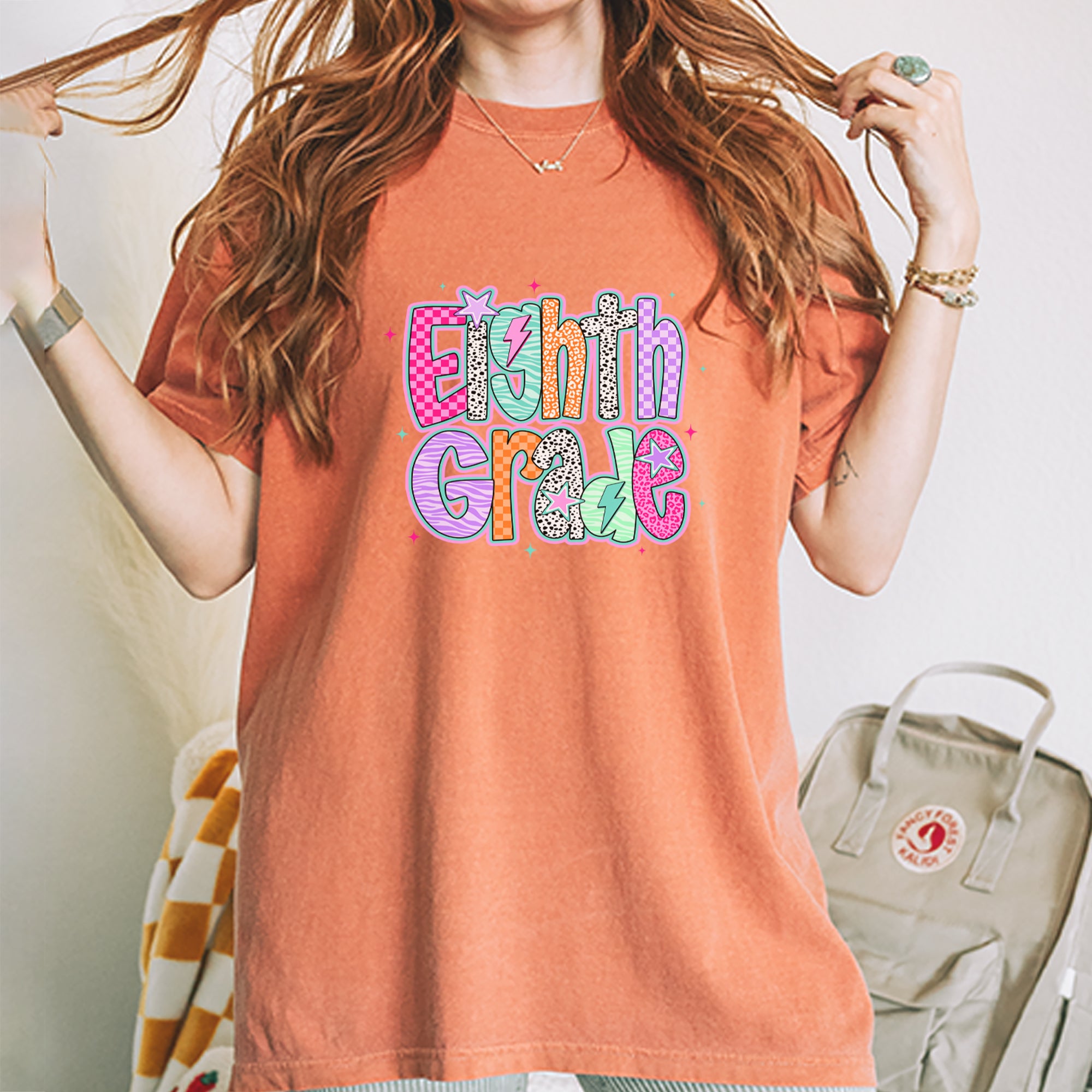 Eighth Grade Energy Colorful Back to School Vintage Soft Unisex T-shirt 
