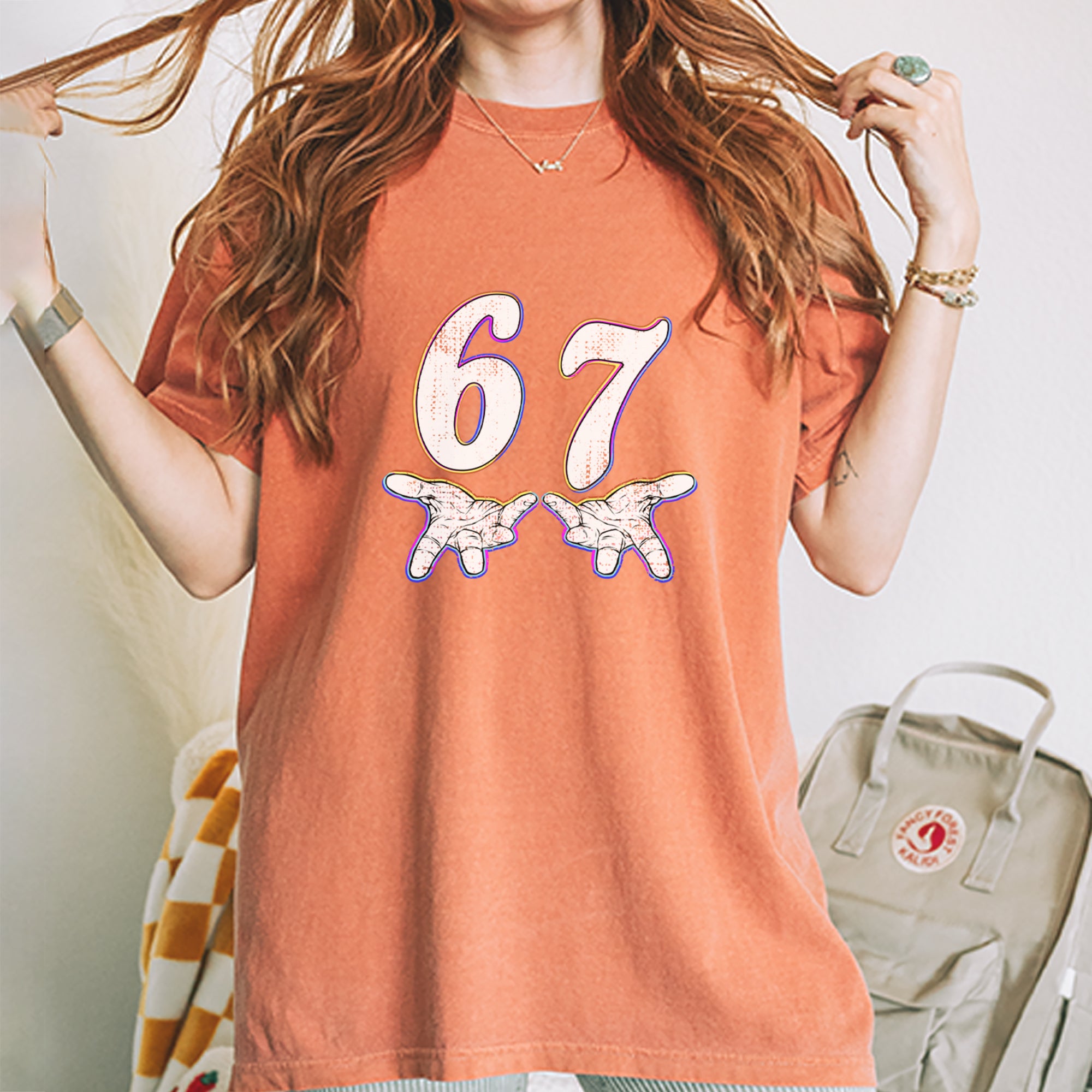 67 Hands Meme Viral Drill Vintage Soft Unisex T-shirt 