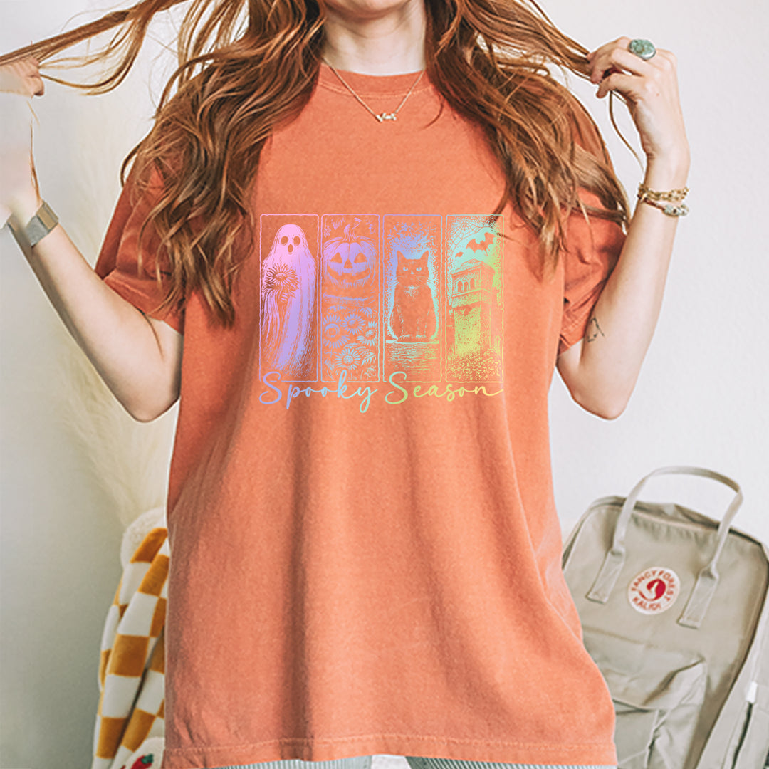 Spooky Season Cute Pastel Halloween Design Vintage Soft Unisex T-shirt 