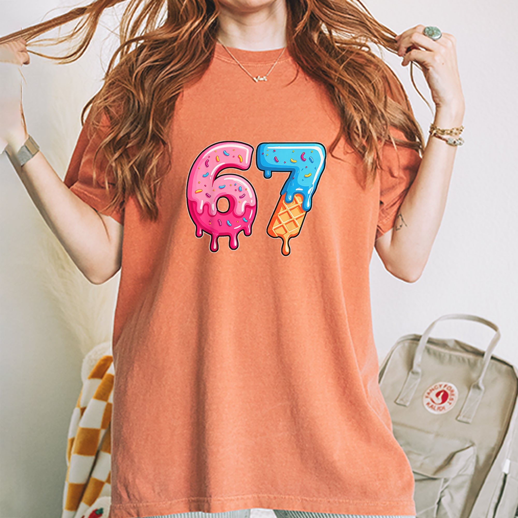 67 Dripping Ice Cream Donut Melt Vintage Soft Unisex T-shirt 