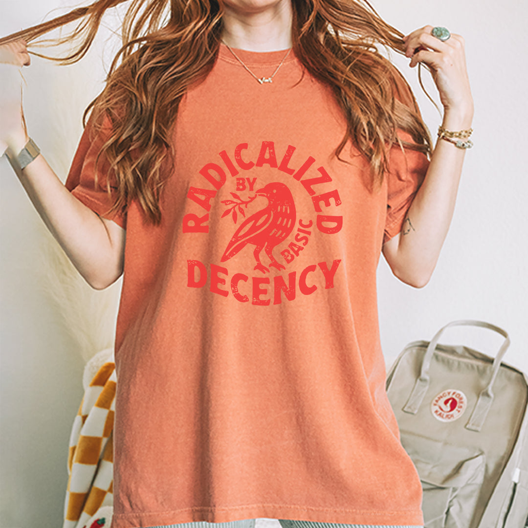 Radicalized by Basic Decency Dove Protest Statement Vintage Soft Unisex T-shirt 