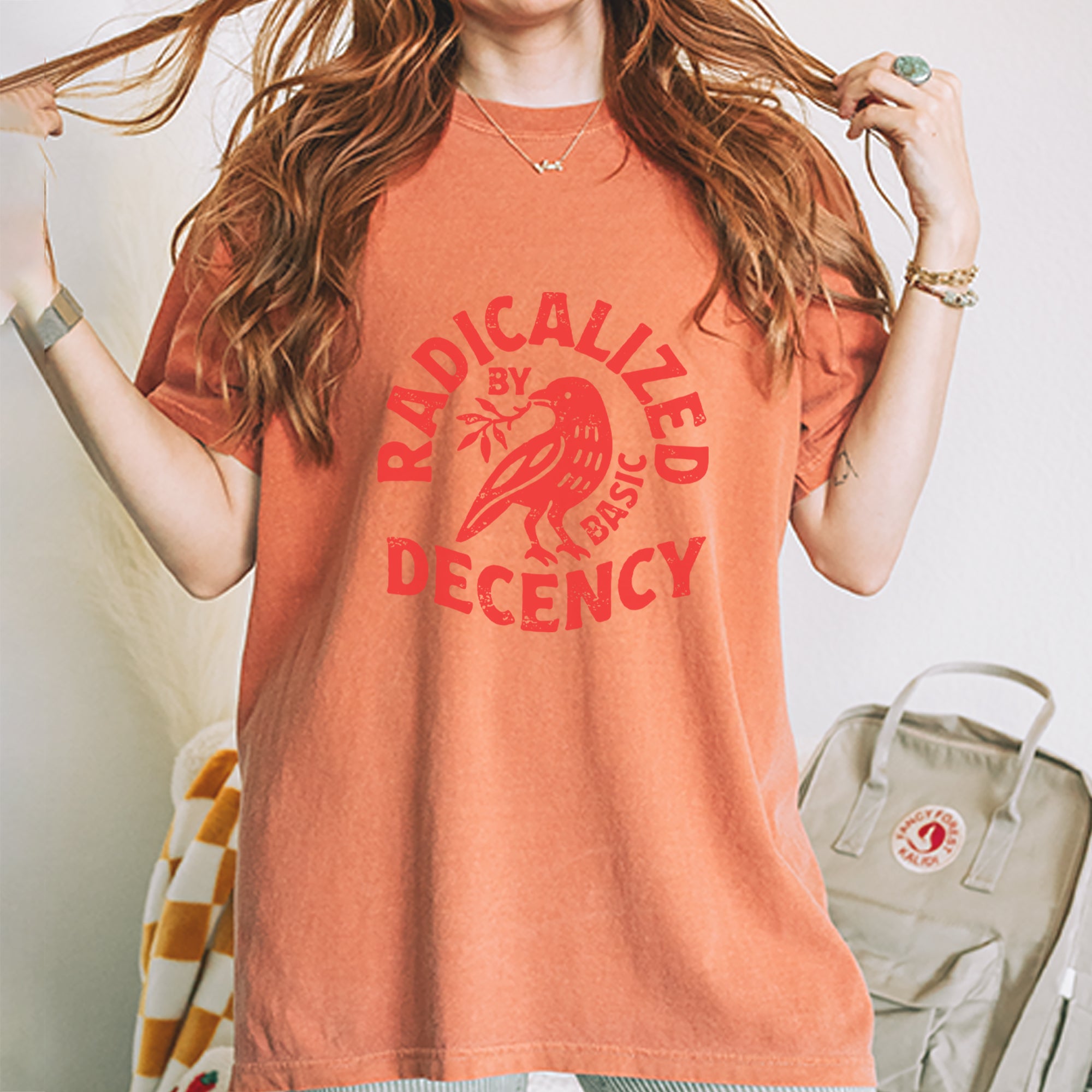 Radicalized by Basic Decency Dove Protest Statement Vintage Soft Unisex T-shirt 