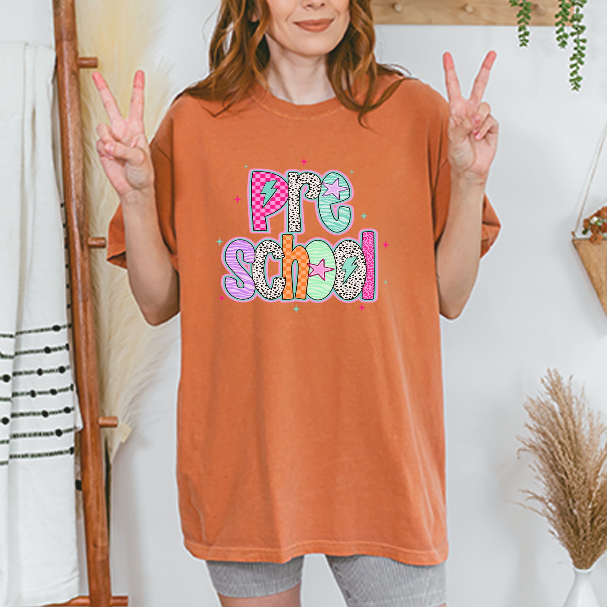 Preschool Power Colorful Back to School Vintage Soft Unisex T-shirt 