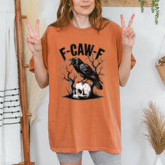 F-Caw-F Crow On Skull F-ck Off Gothic Vintage Soft Unisex T-shirt 