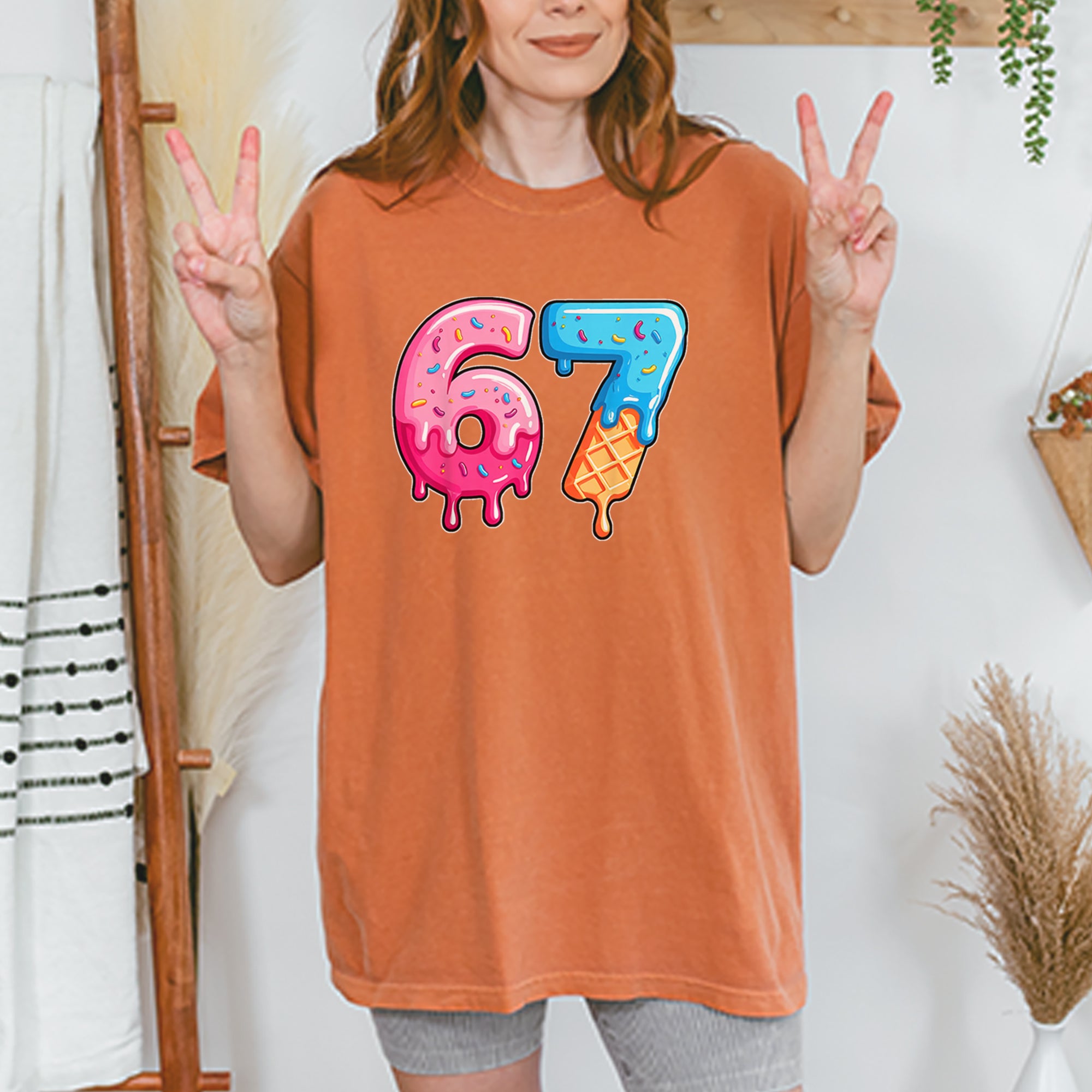 67 Dripping Ice Cream Donut Melt Vintage Soft Unisex T-shirt 
