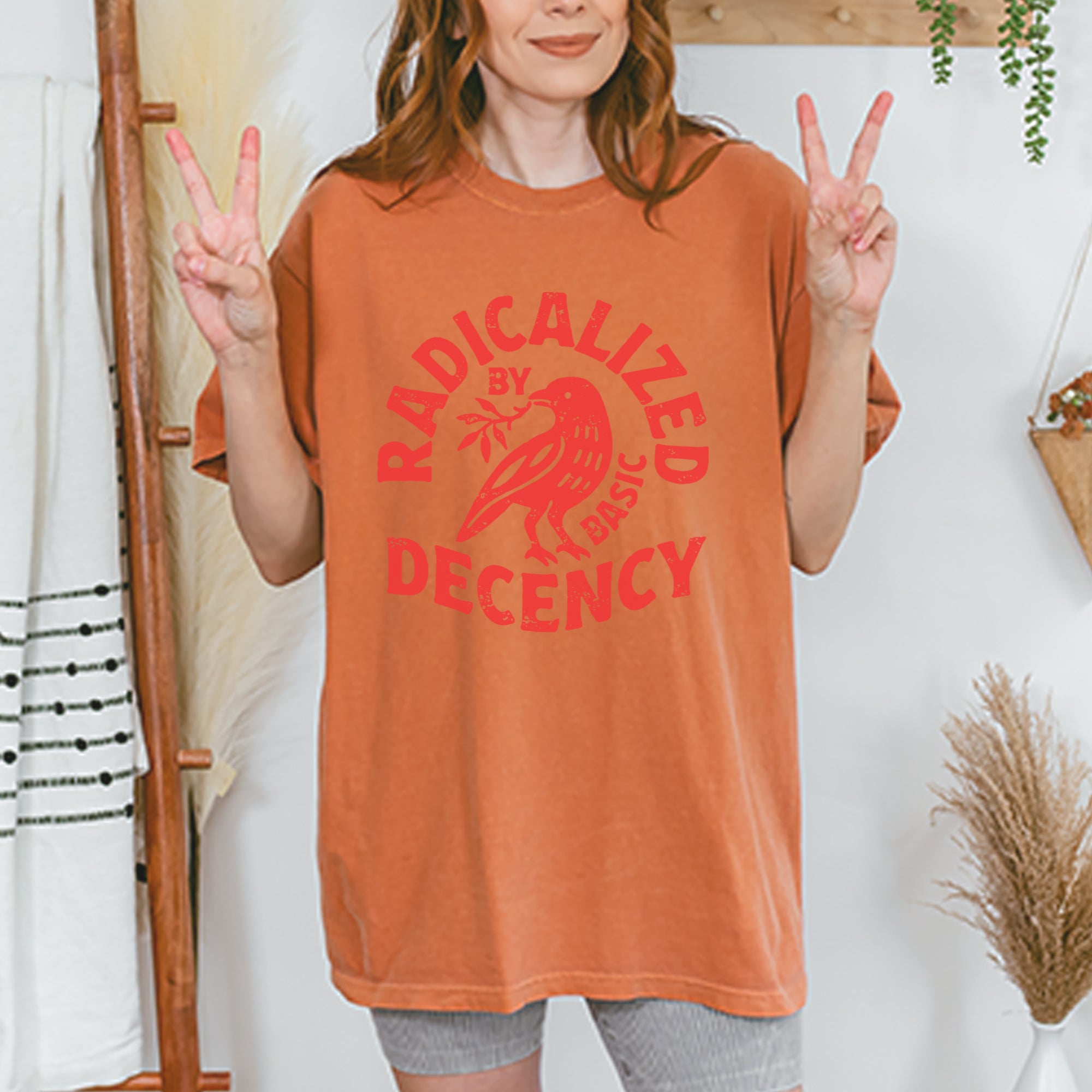 Radicalized by Basic Decency Dove Protest Statement Vintage Soft Unisex T-shirt 