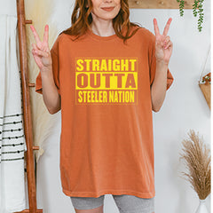 Straight Outta Steeler Nation Football graphic on Garment-Dyed Heavyweight Unisex T-Shirt alternate view 38
