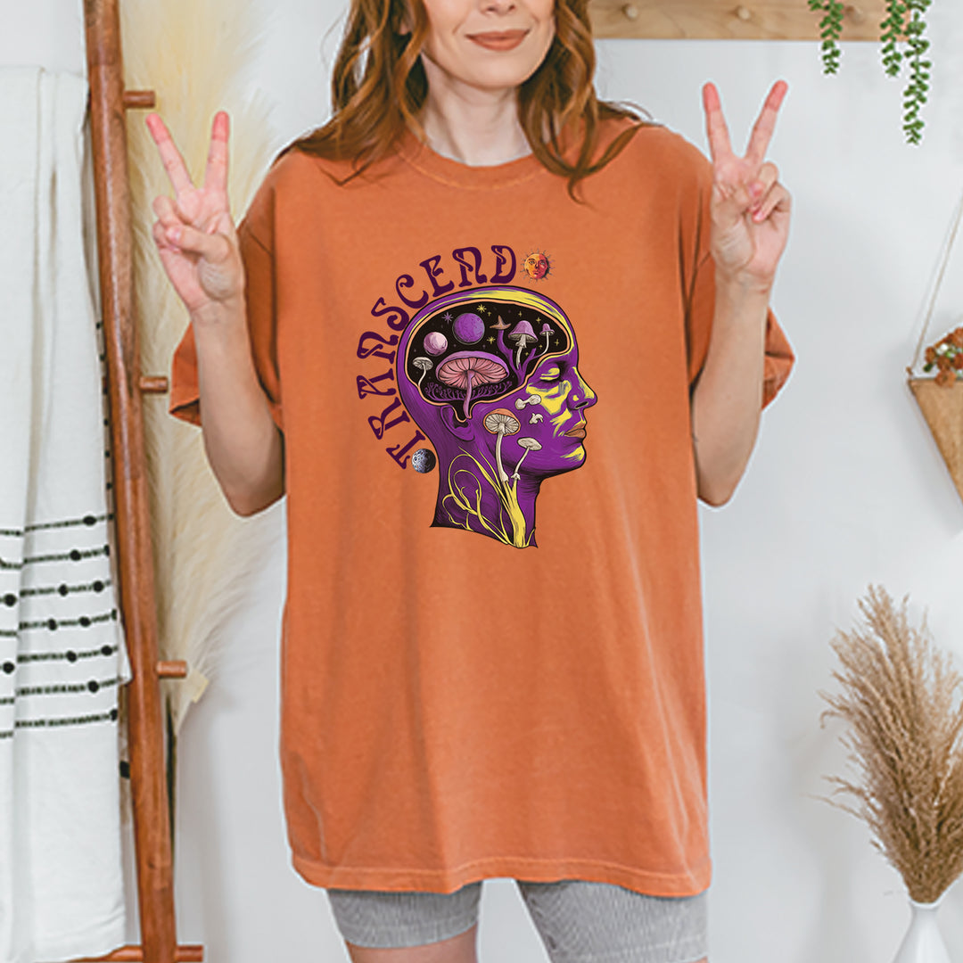 Psychedelic Cosmic Mushroom Head Vintage Soft Unisex T-shirt 