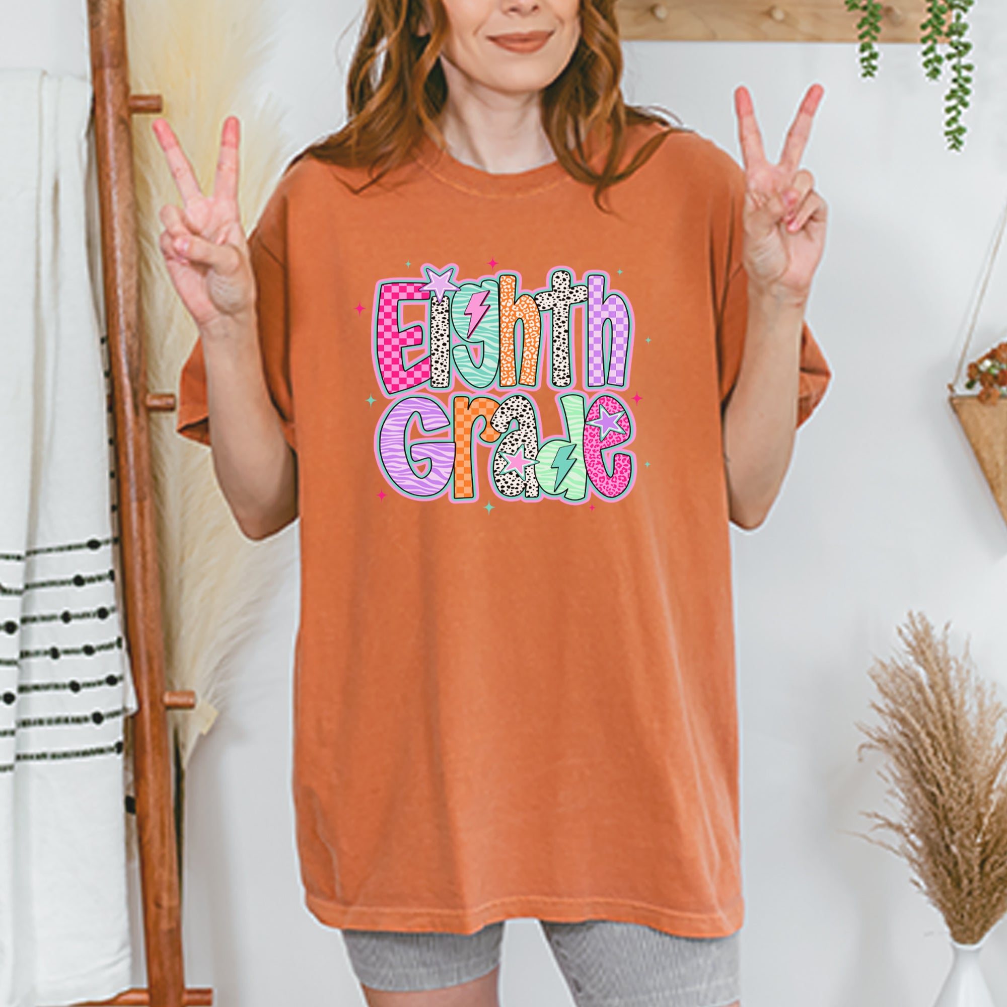 Eighth Grade Energy Colorful Back to School Vintage Soft Unisex T-shirt 