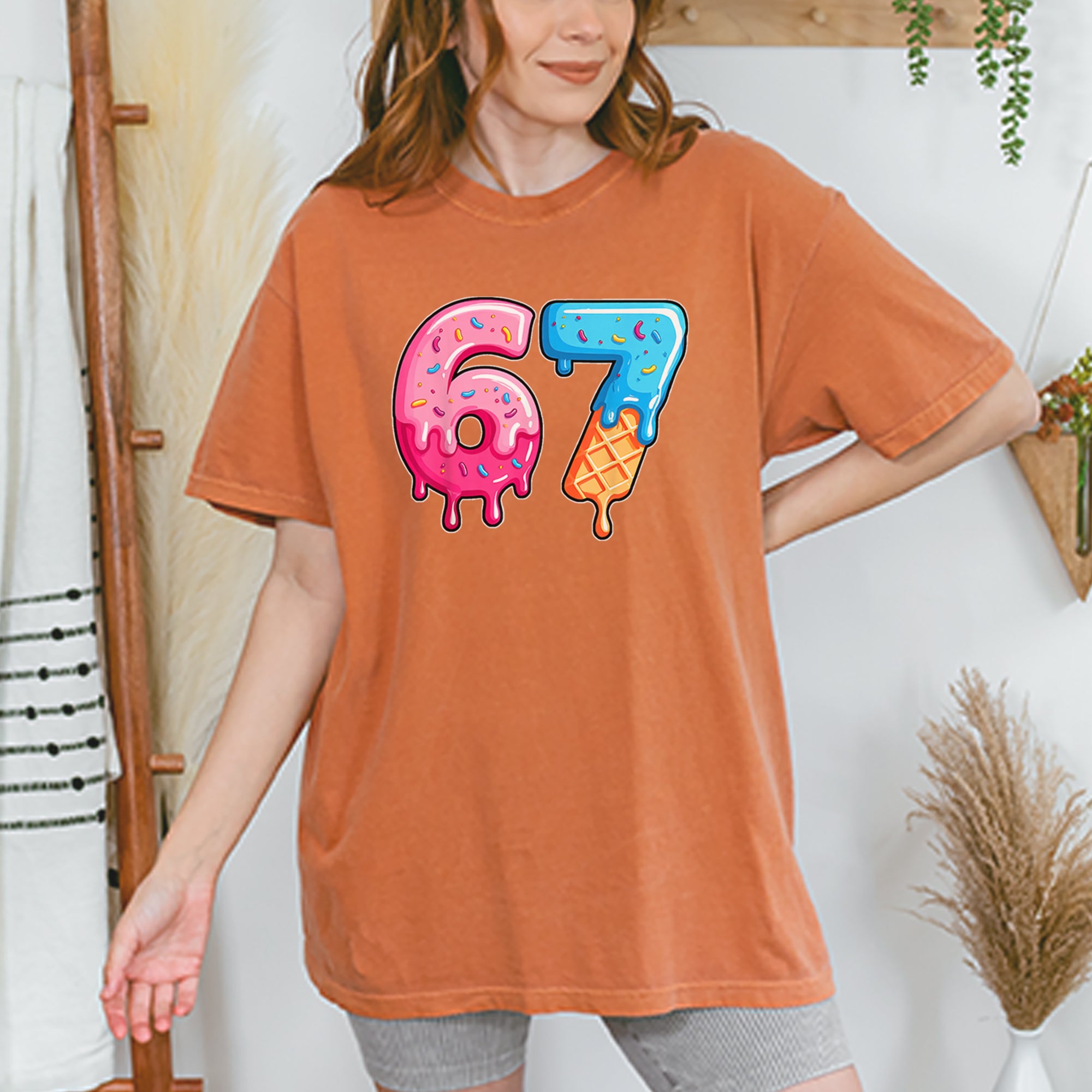 67 Dripping Ice Cream Donut Melt Vintage Soft Unisex T-shirt 