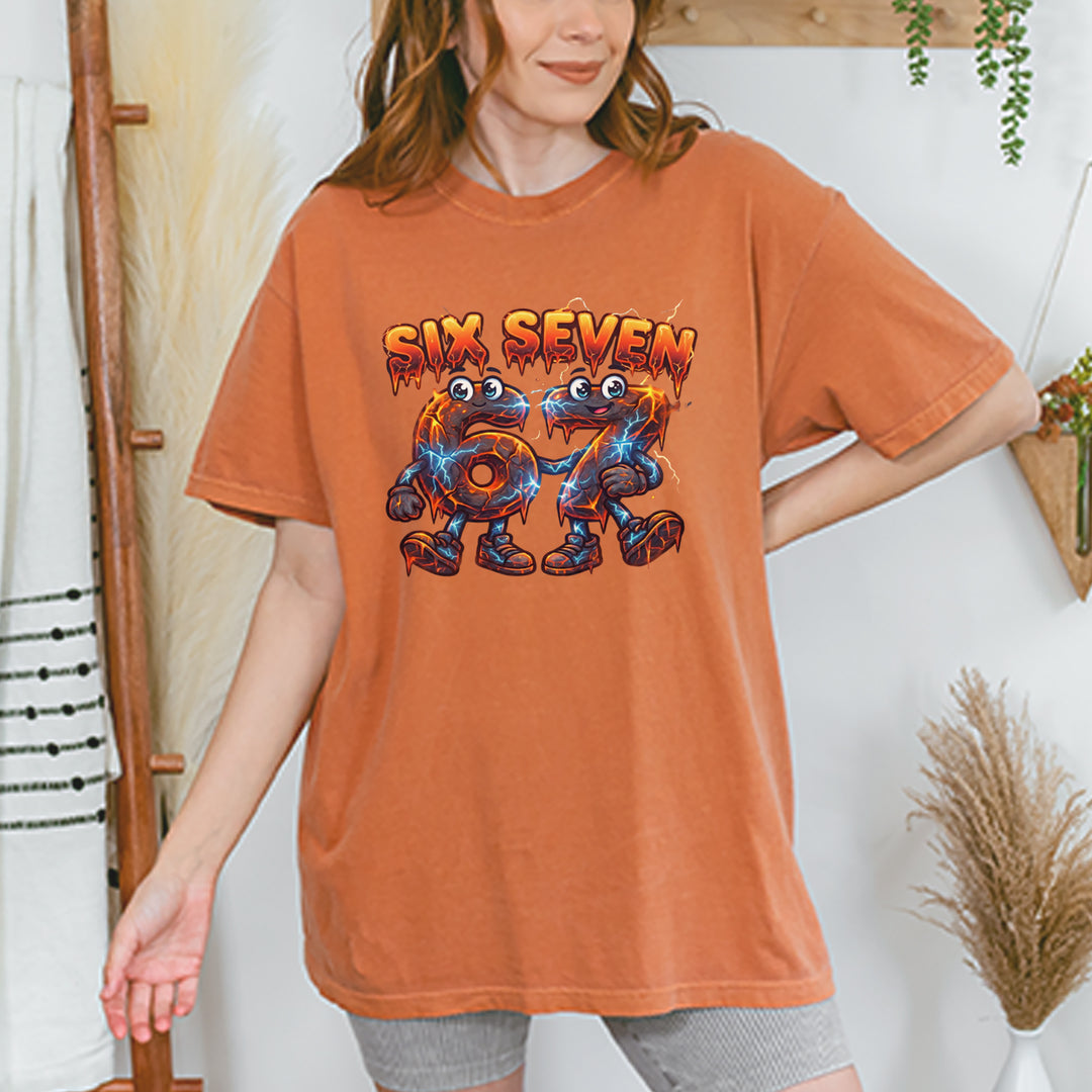 67 Lava Lightning Six Seven Meme Vintage Soft Unisex T-shirt 