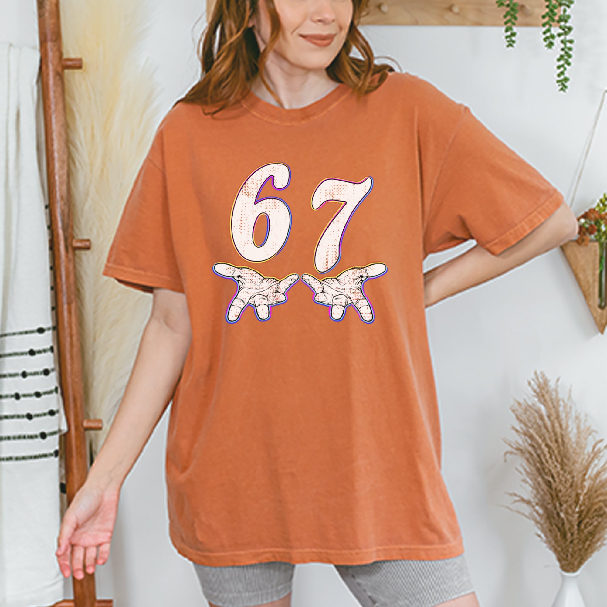 67 Hands Meme Viral Drill Vintage Soft Unisex T-shirt 