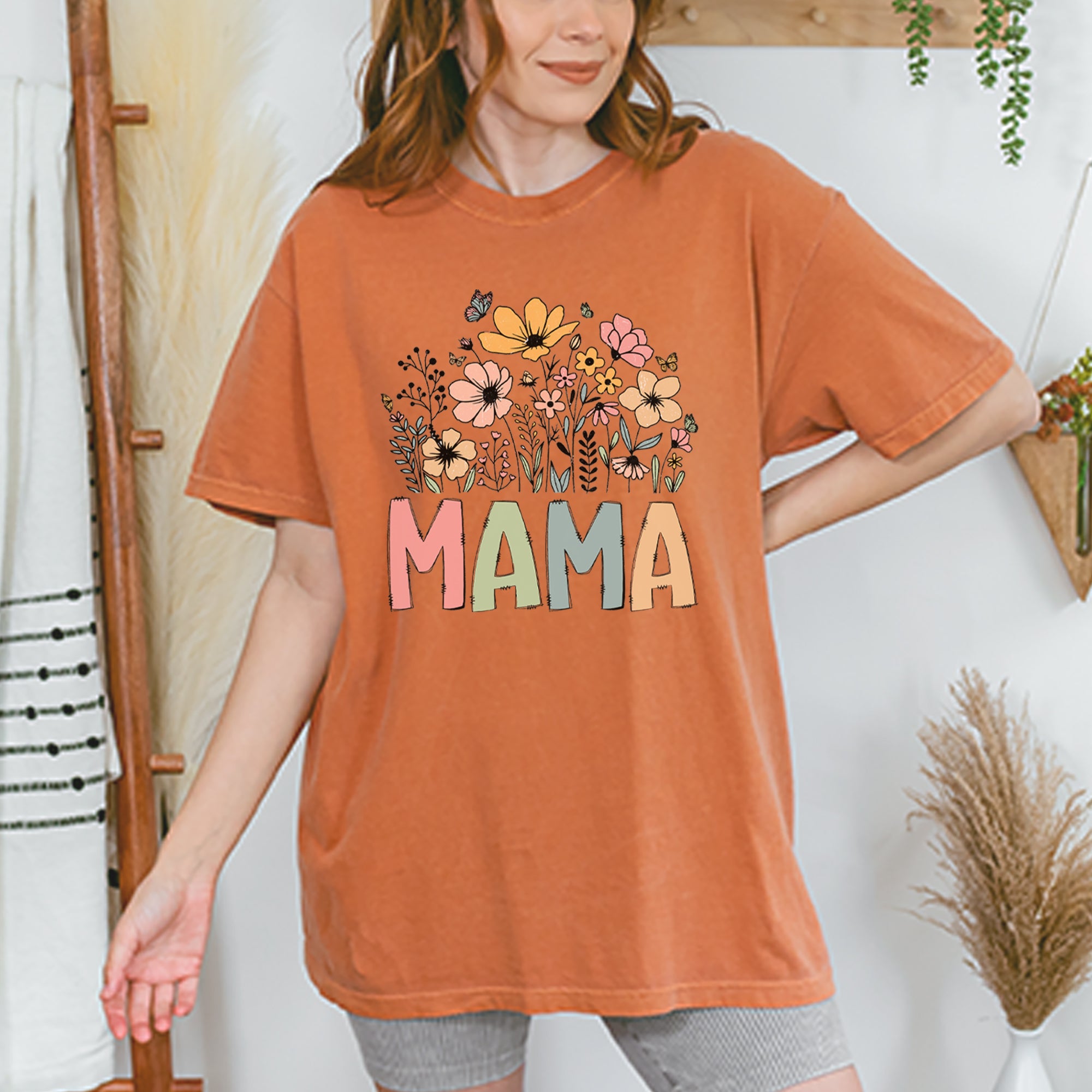 Mama Wildflower Retro Flower Vintage Soft Unisex T-shirt 