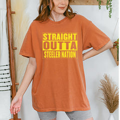 Straight Outta Steeler Nation Football graphic on Garment-Dyed Heavyweight Unisex T-Shirt alternate view 39