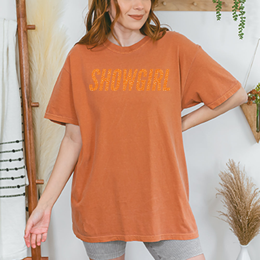 Showgirl Orange Glitter Vintage Soft Unisex T-shirt 