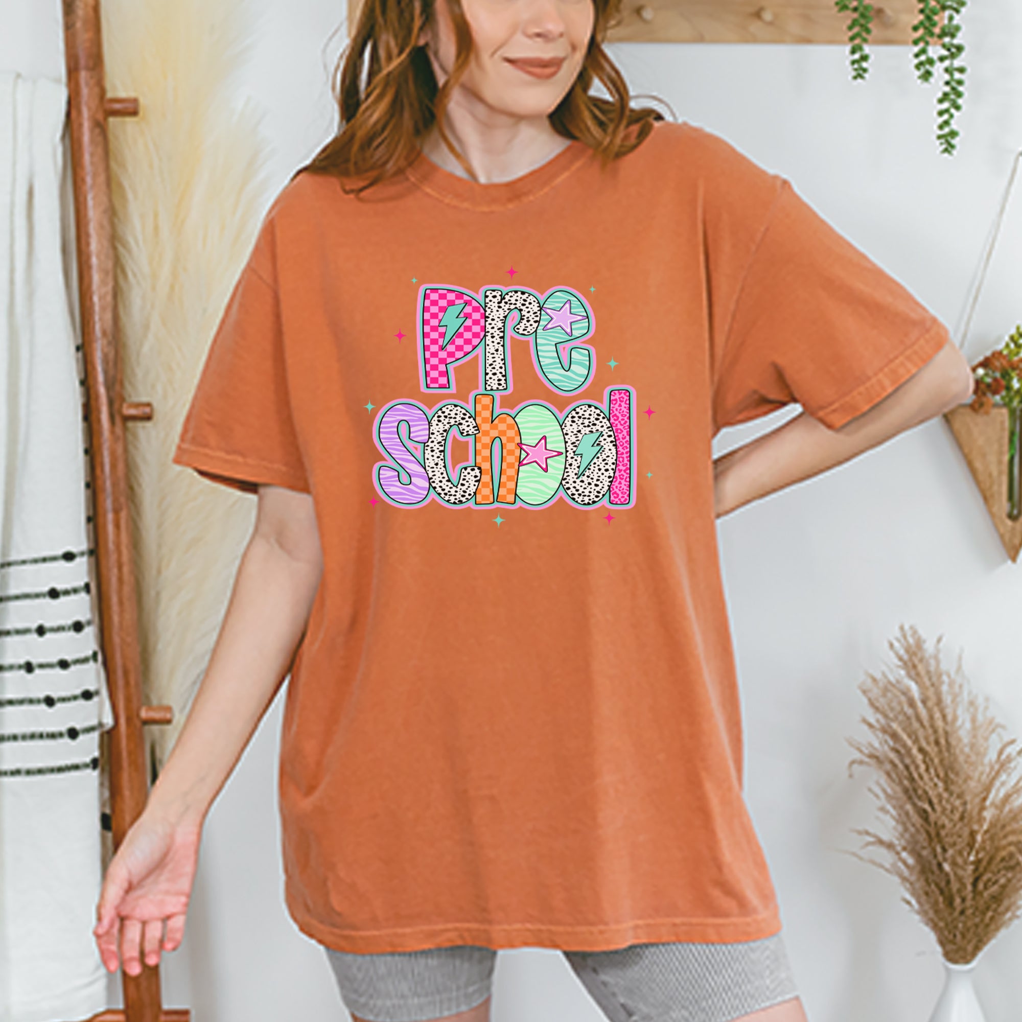Preschool Power Colorful Back to School Vintage Soft Unisex T-shirt 