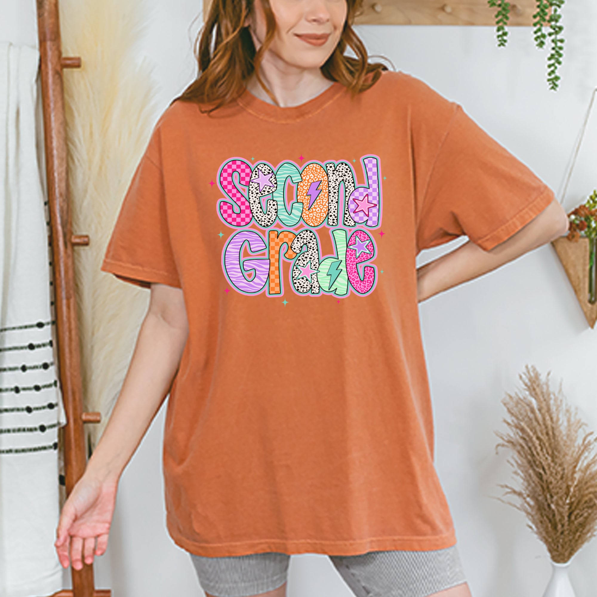 Second Grade Star Colorful Back to School Vintage Soft Unisex T-shirt 