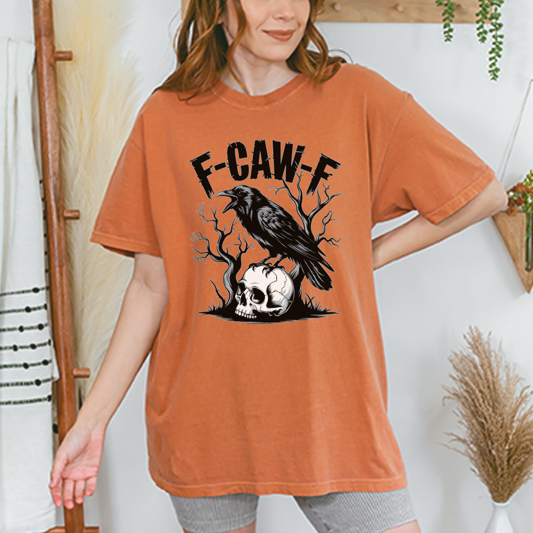 F-Caw-F Crow On Skull F-ck Off Gothic Vintage Soft Unisex T-shirt 
