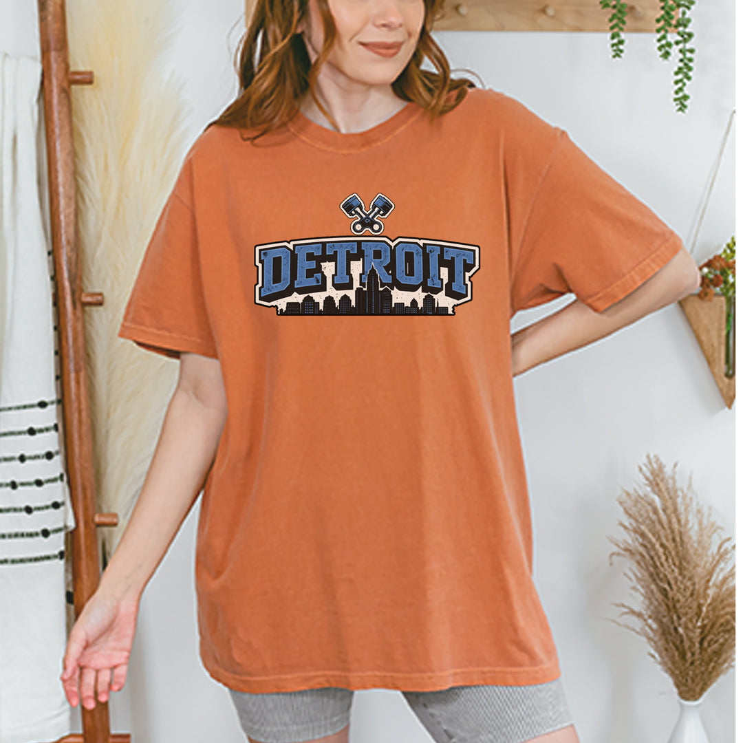 Detroit Motor City Retro Piston Vintage Soft Unisex T-shirt 