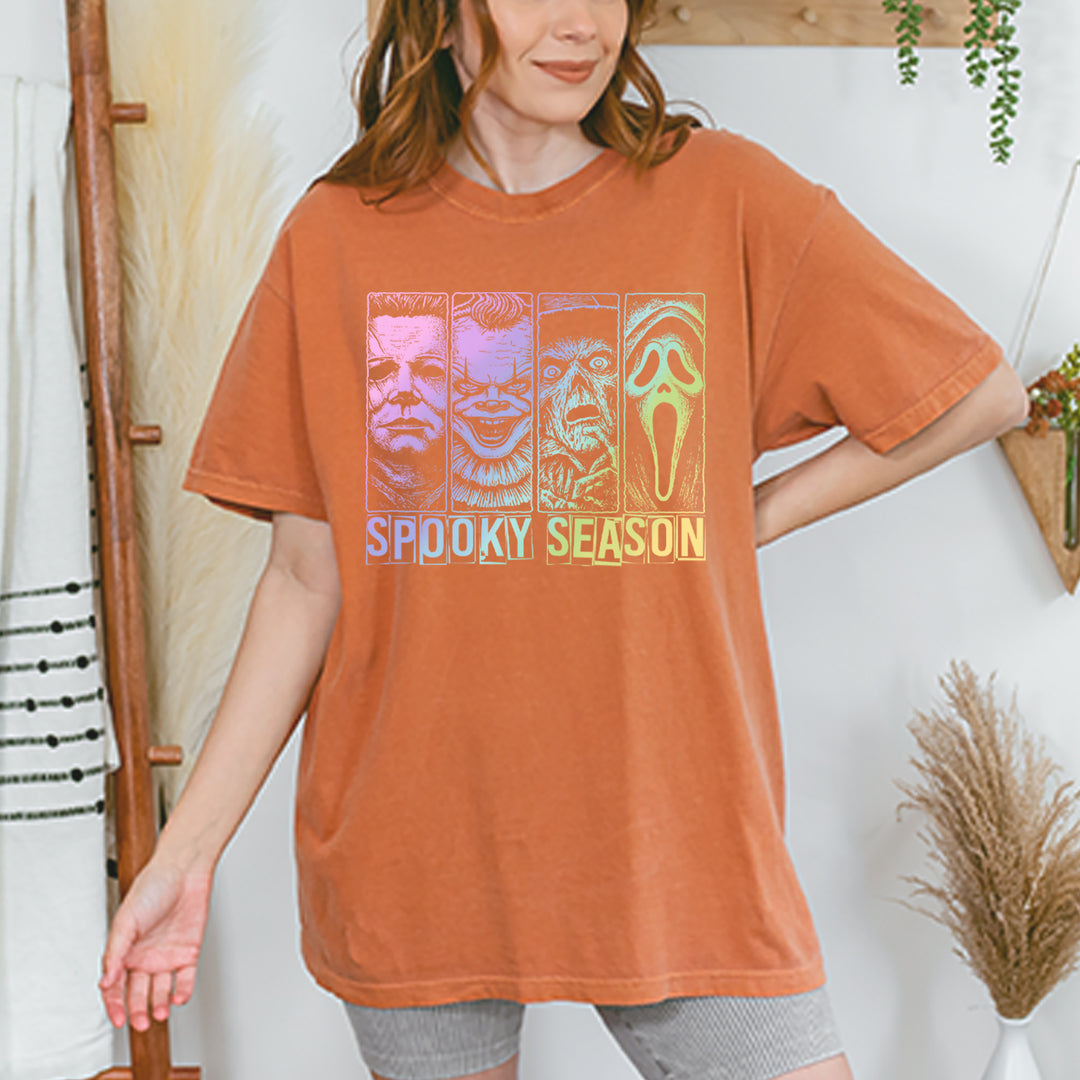 Spooky Season Horror Icons Halloween Vintage Soft Unisex T-shirt 