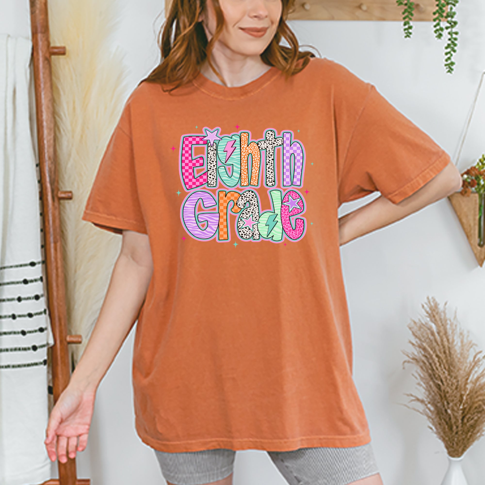 Eighth Grade Energy Colorful Back to School Vintage Soft Unisex T-shirt 