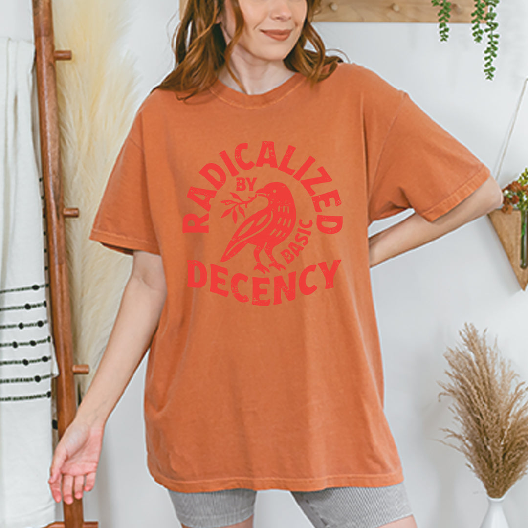 Radicalized by Basic Decency Dove Protest Statement Vintage Soft Unisex T-shirt 