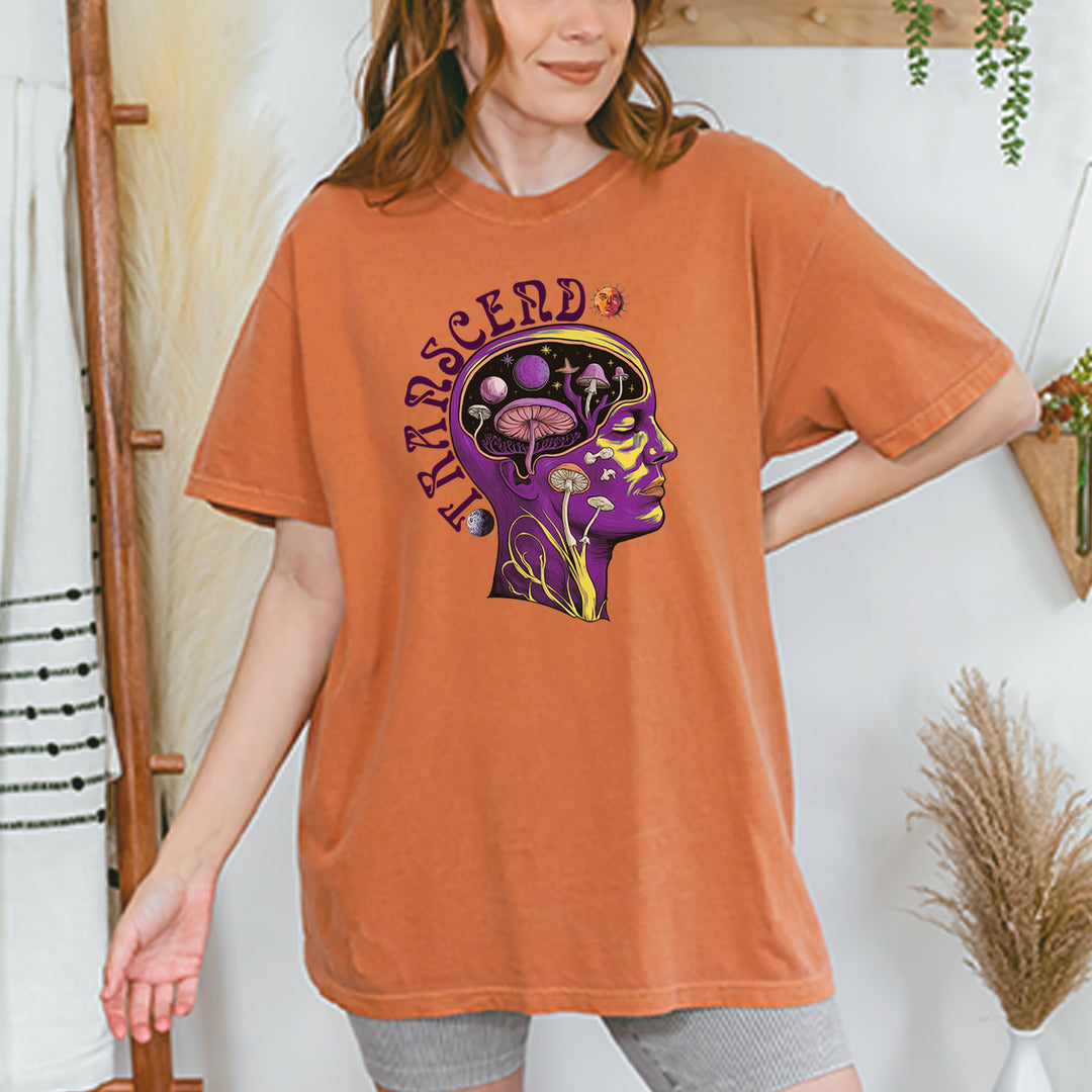 Psychedelic Cosmic Mushroom Head Vintage Soft Unisex T-shirt 