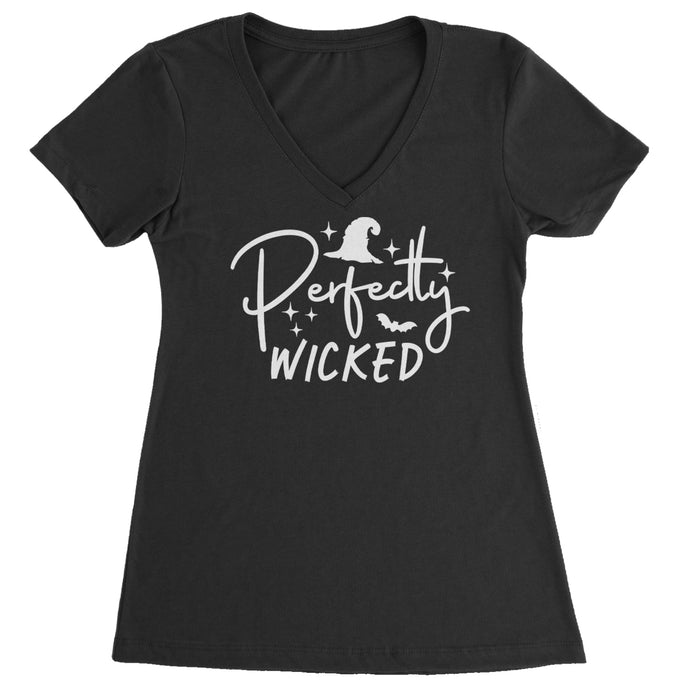 Perfectly Wicked Witchy Halloween Ladies V-Neck T-shirt