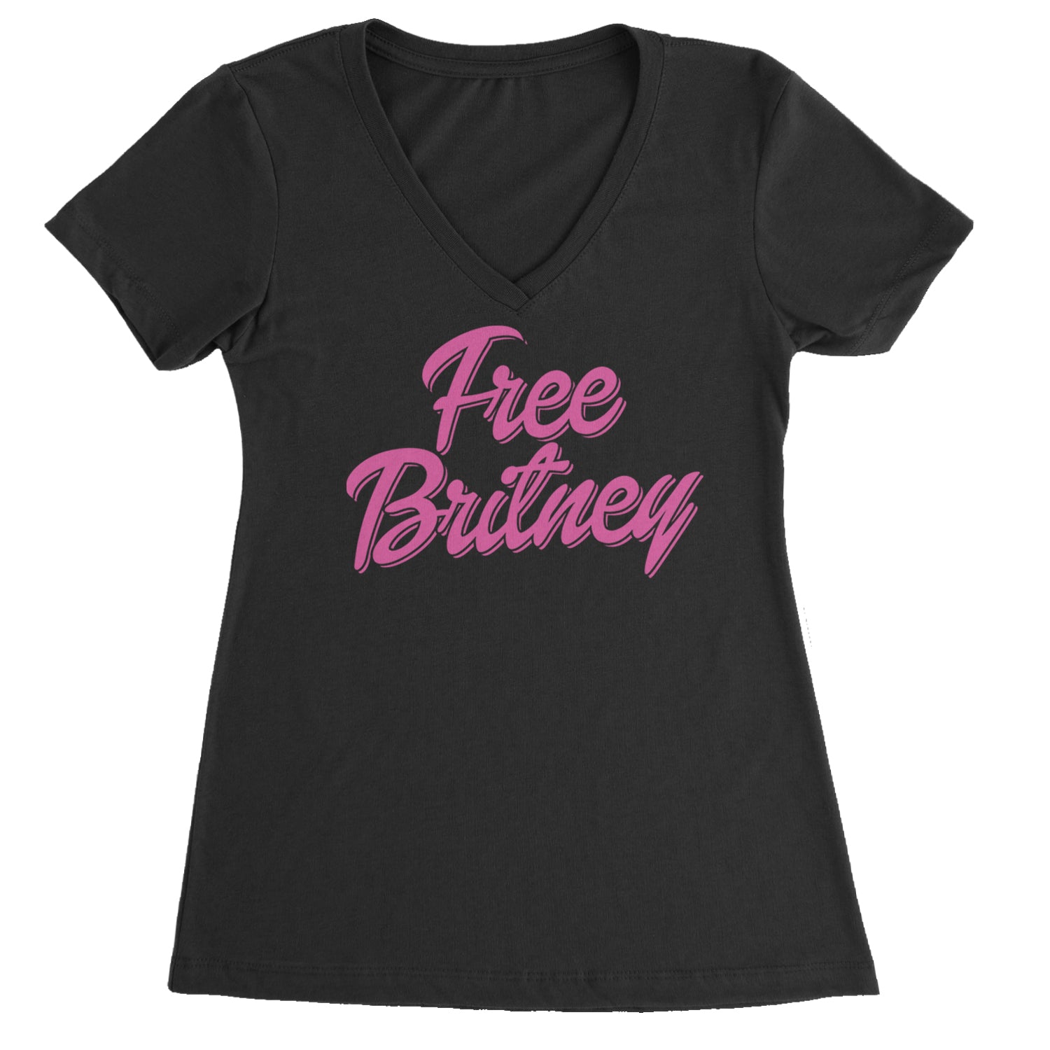 Pink Free Britney Ladies V-Neck T-shirt Black