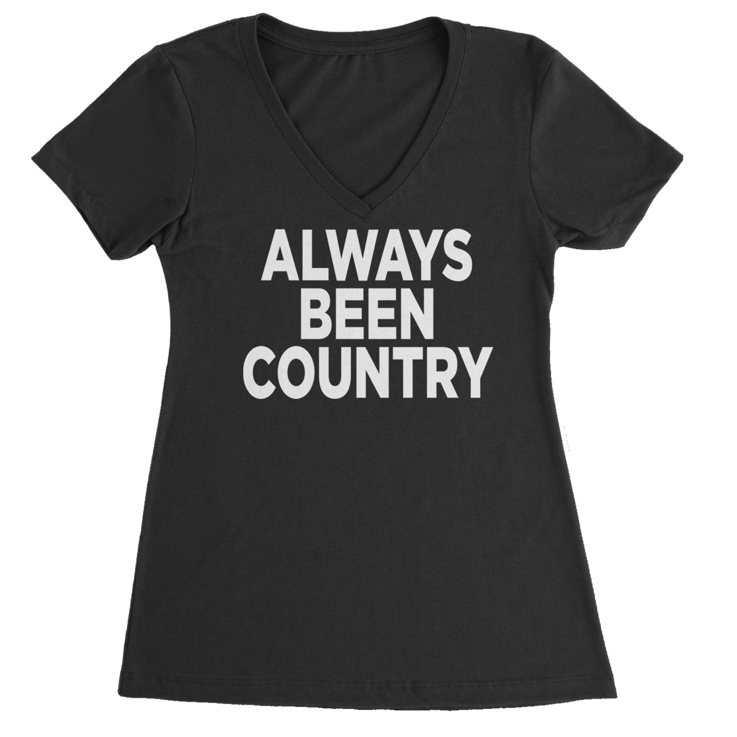 Always Been Country Music Ladies V-Neck T-shirt Black