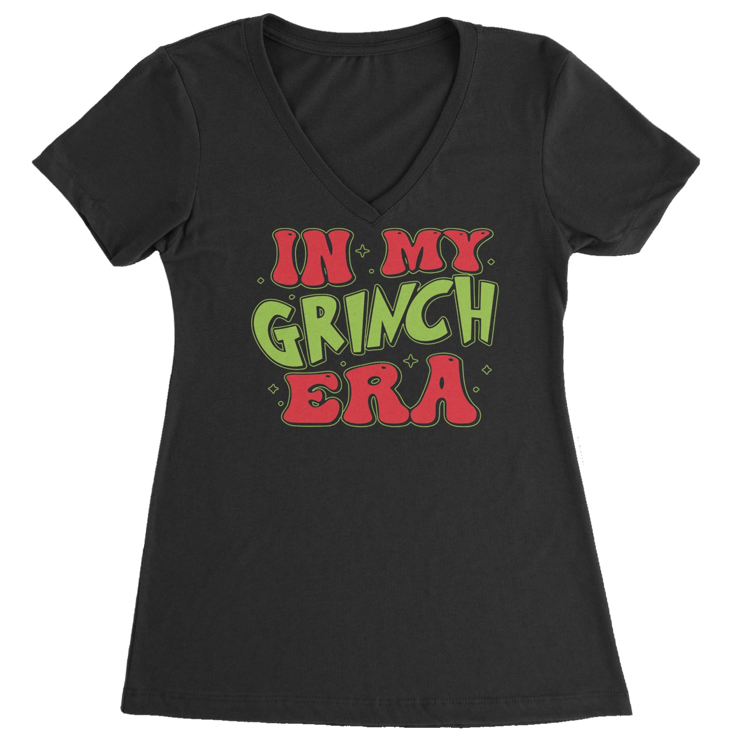 In My Gr-nch Era Jolly Merry Christmas Ladies V-Neck T-shirt Light Pink