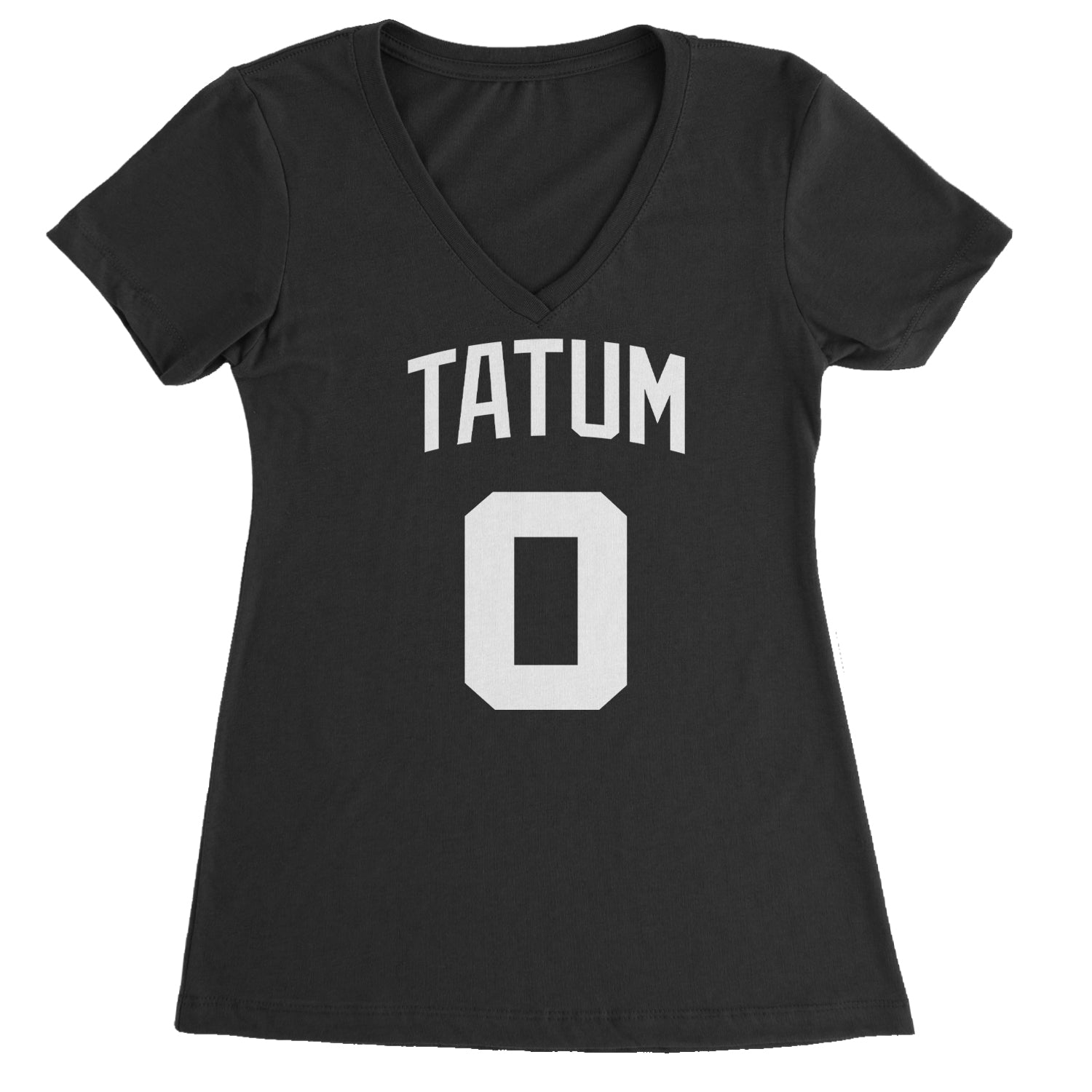 Tatum #0 Boston Basketball Ladies V-Neck T-shirt Black