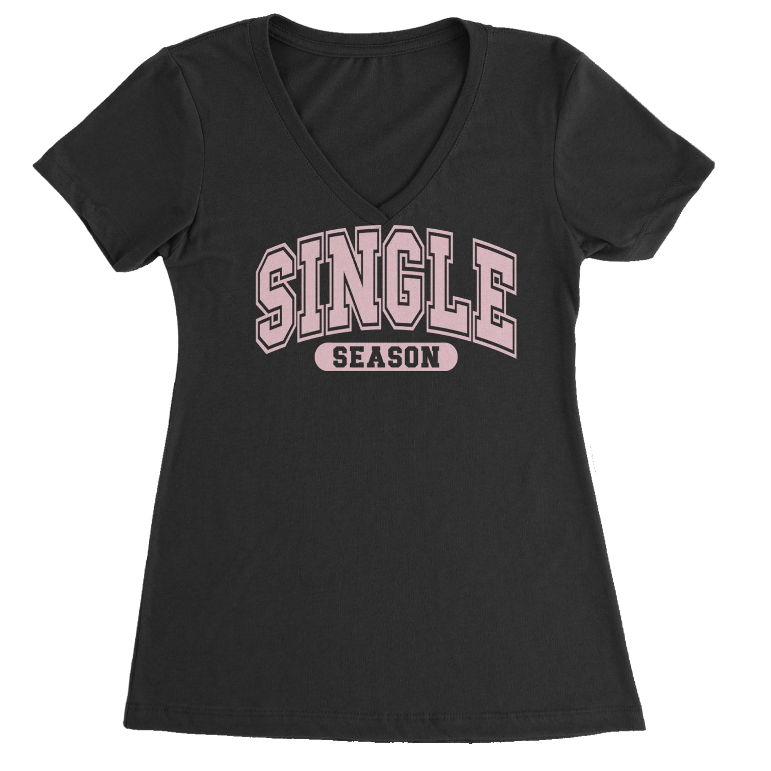 Single Season Valentine's Day Ladies V-Neck T-shirt Heather Grey