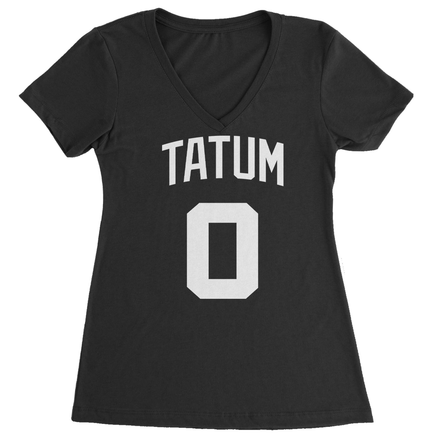 Tatum #0 Boston Basketball Ladies V-Neck T-shirt Black