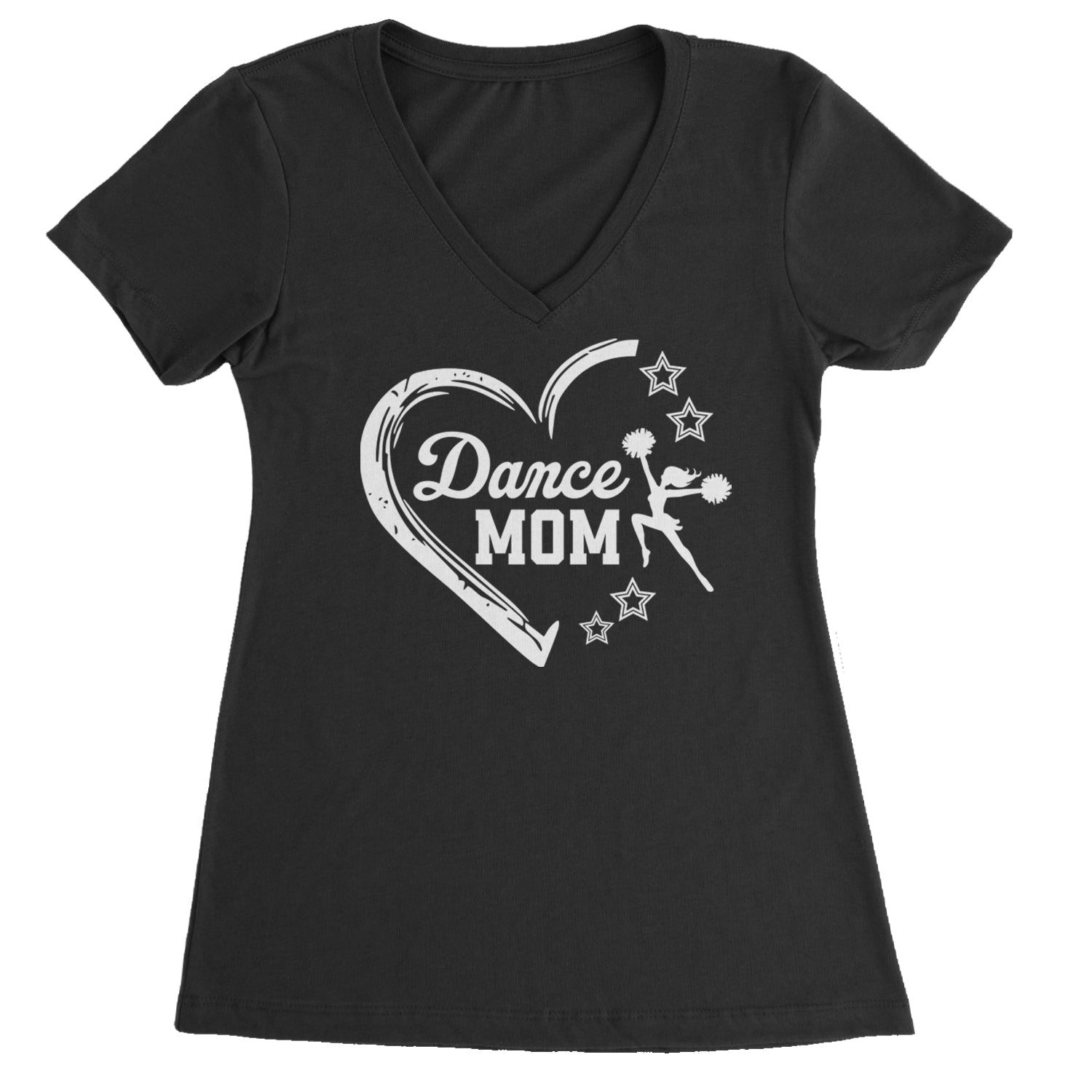 Heart Dance Mom Love Ladies V-Neck T-shirt Black