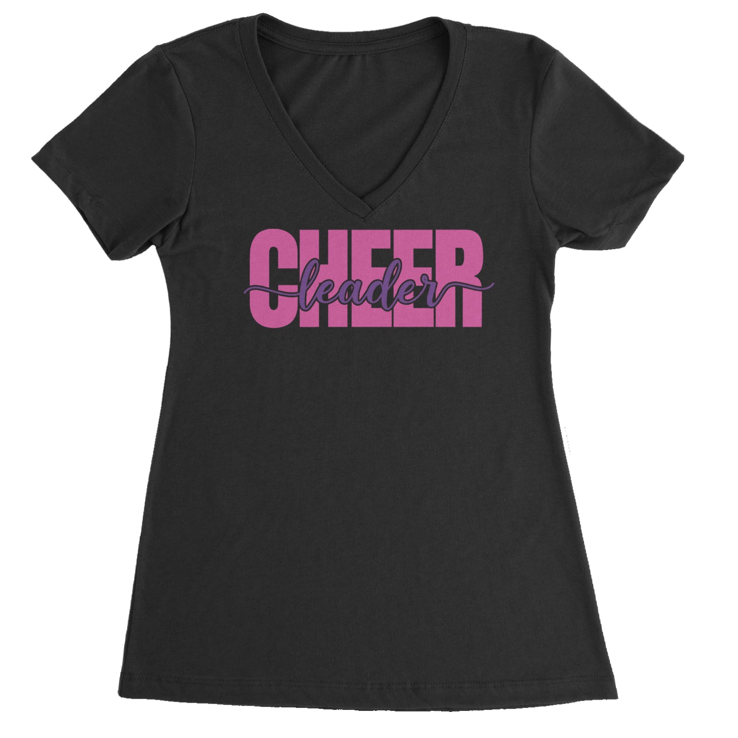 Cheerleader with Scripted Flair Ladies V-Neck T-shirt Black