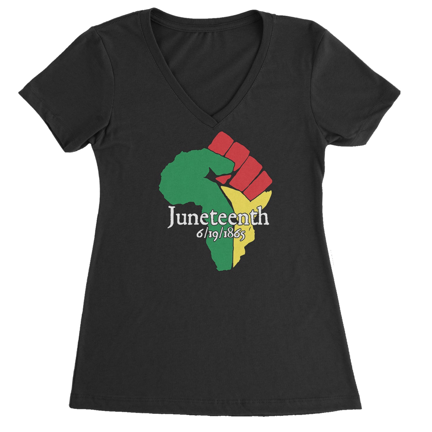 Juneteenth Raised Fist Africa Celebrate Emancipation Day Ladies V-Neck T-shirt Purple