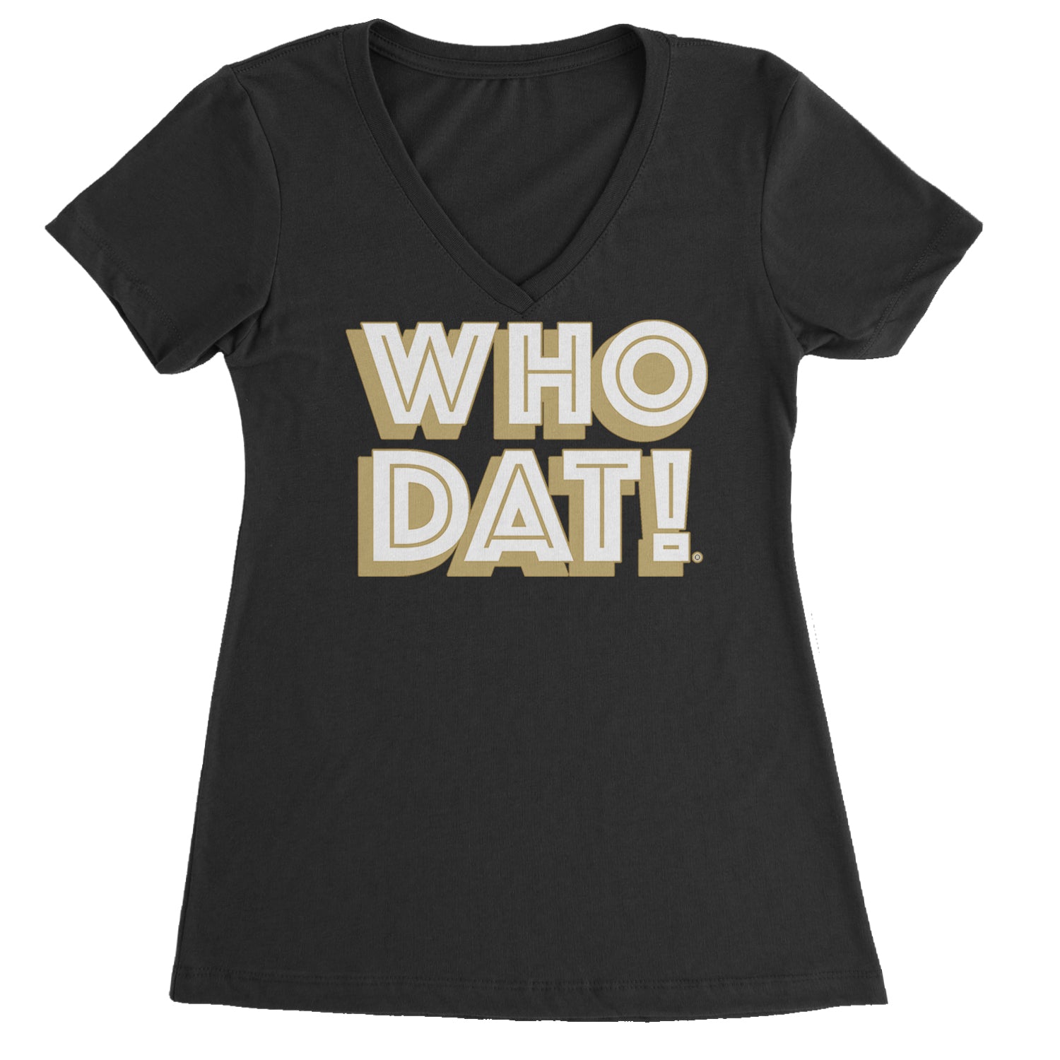 Who Dat Nation Big Bold New Orleans Ladies V-Neck T-shirt Black