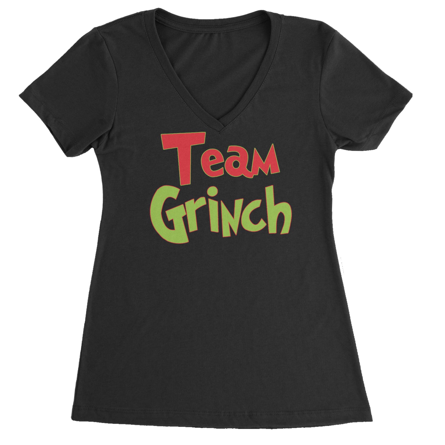 Team Gr-nch Jolly Grinchmas Merry Christmas Ladies V-Neck T-shirt Blue Clouds