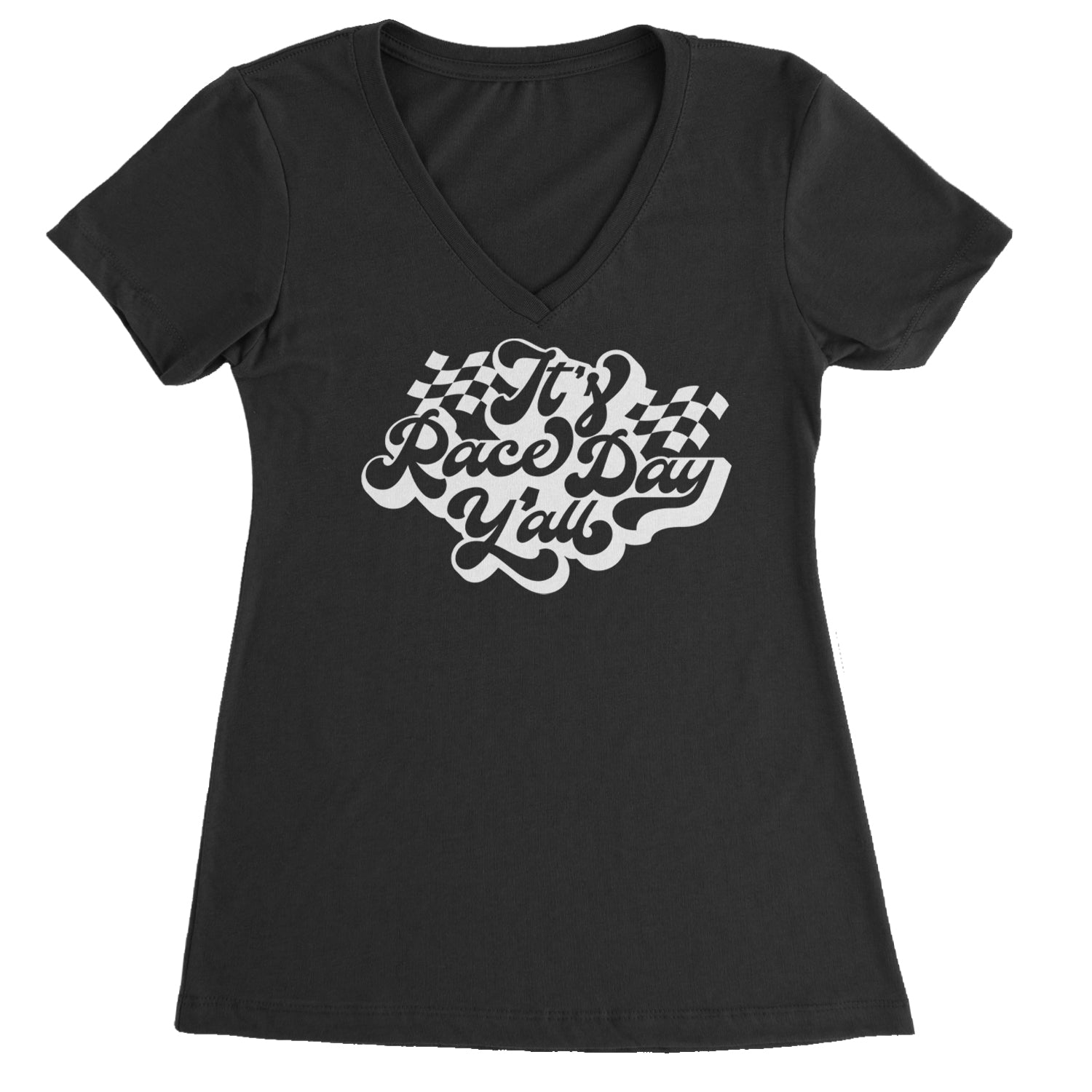 It's Race Day, Y'all Ladies V-Neck T-shirt Black