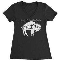 This Girl Has Ties To The Bills Mafia Ladies V-Neck T-shirt Black