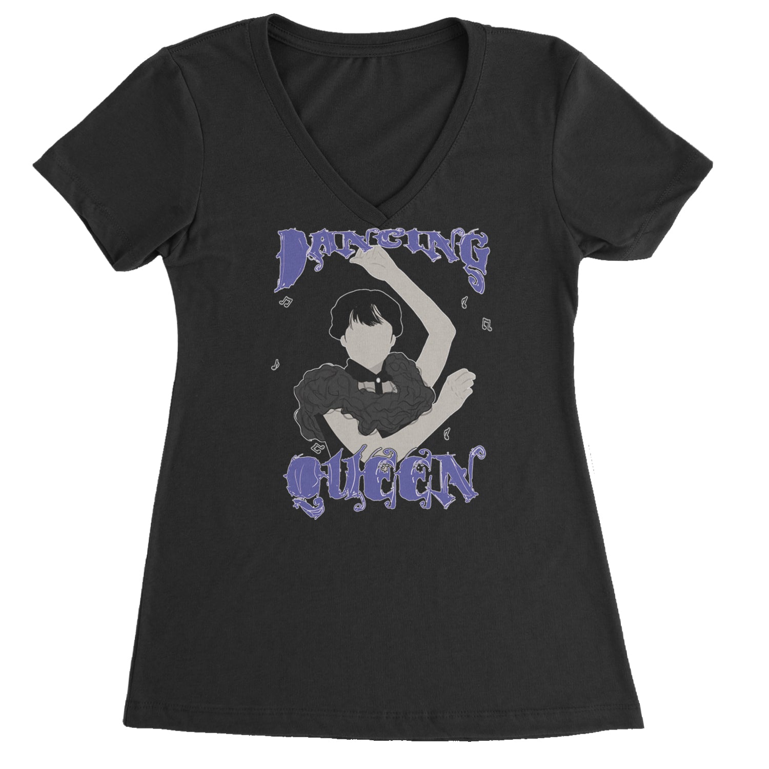 Wednesday Dancing Queen Ladies V-Neck T-shirt Black