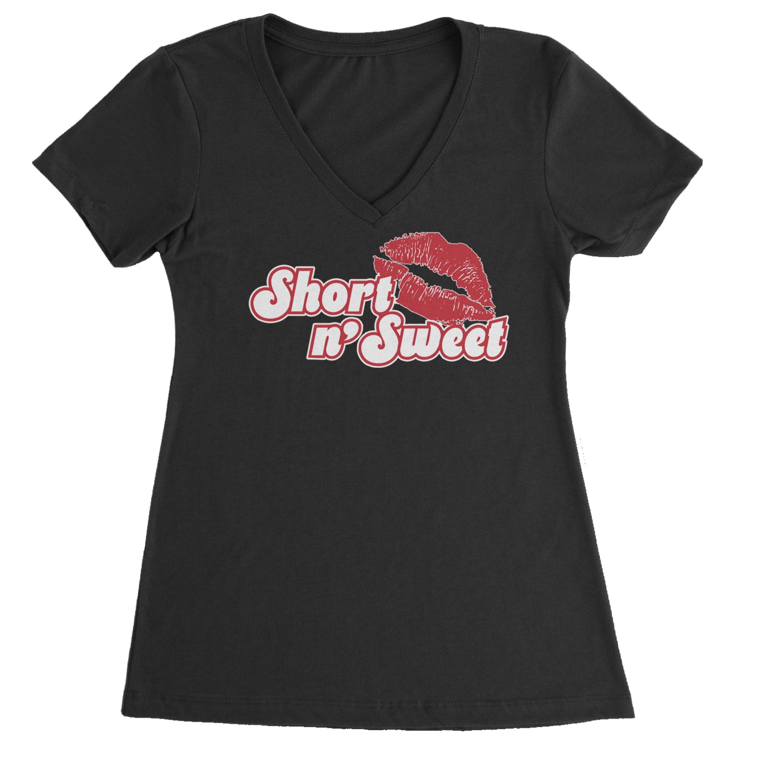 Short N' Sweet Red Lips Ladies V-Neck T-shirt Surf