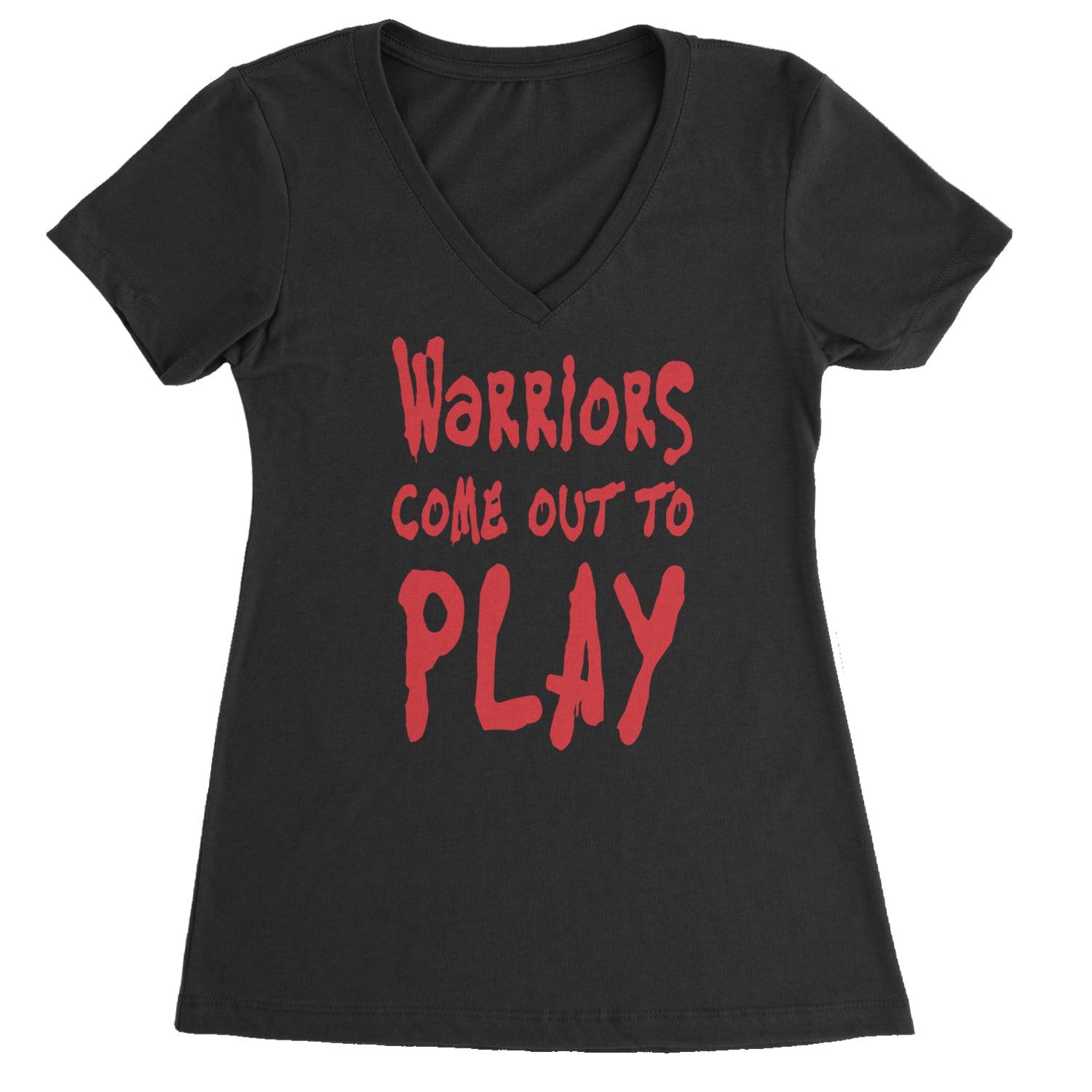 Warriors Come Out To Play  Ladies V-Neck T-shirt Black